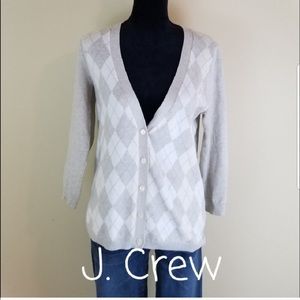 J. CREW COTTON ARGYLE CARDIGAN